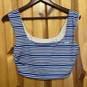 Nike Women's Sport Mesh Reversible Midkini Top Size Small Blue White Crop